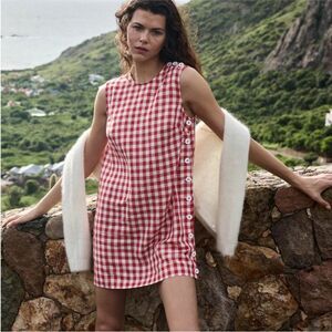 Doen Red and White Gingham Mini Dress